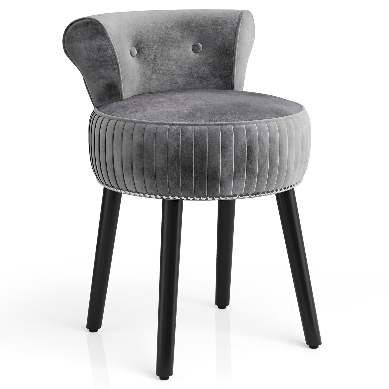 Velvet Vanity Chair with Tufted Back Rubber Wood Frame Small Makeup Stool for Bedroom